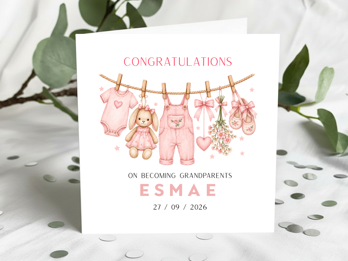 Personalised 'New Grandparents' Baby Greeting Card