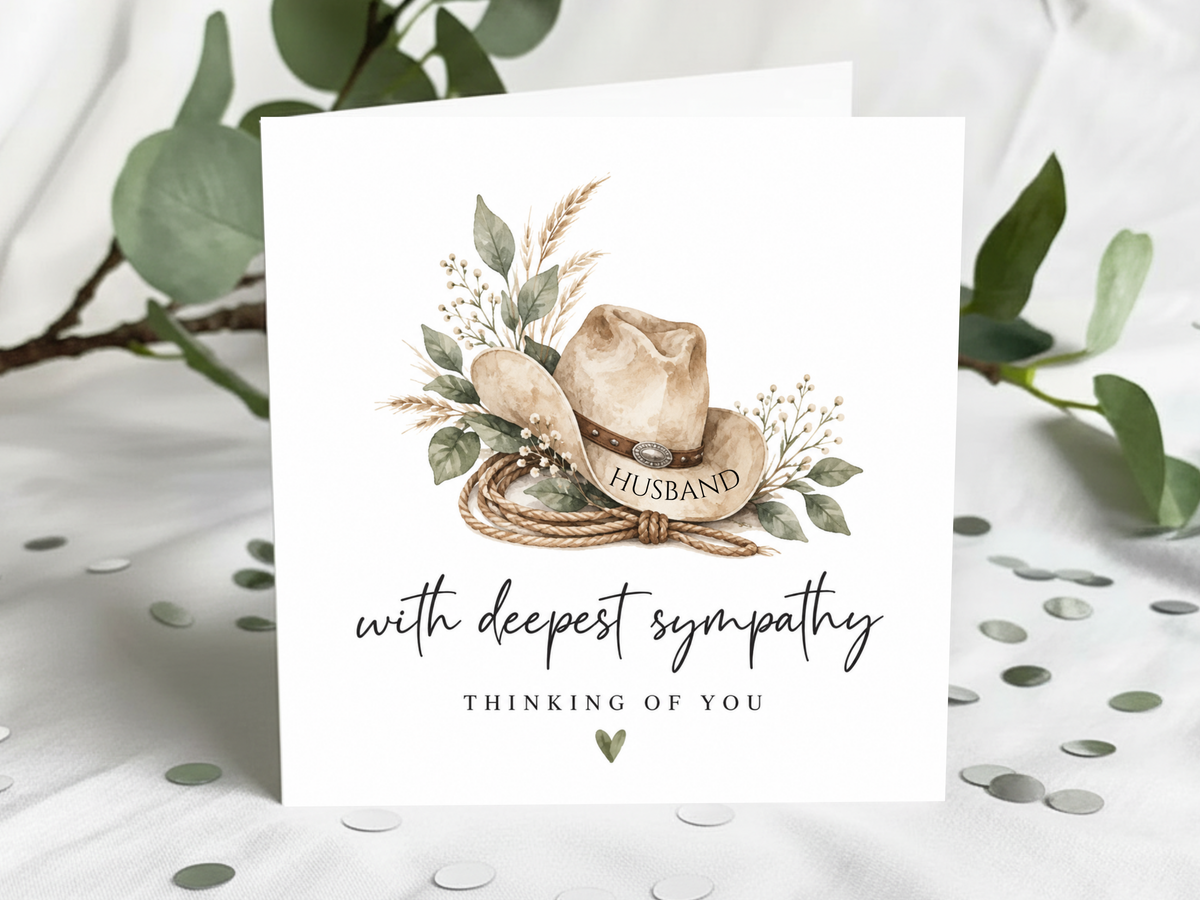Personalised 'With Sympathy' Cowboy Greeting Card