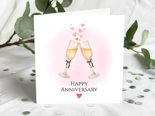 Personalised 'Happy Anniversary' Cheers Greeting Card