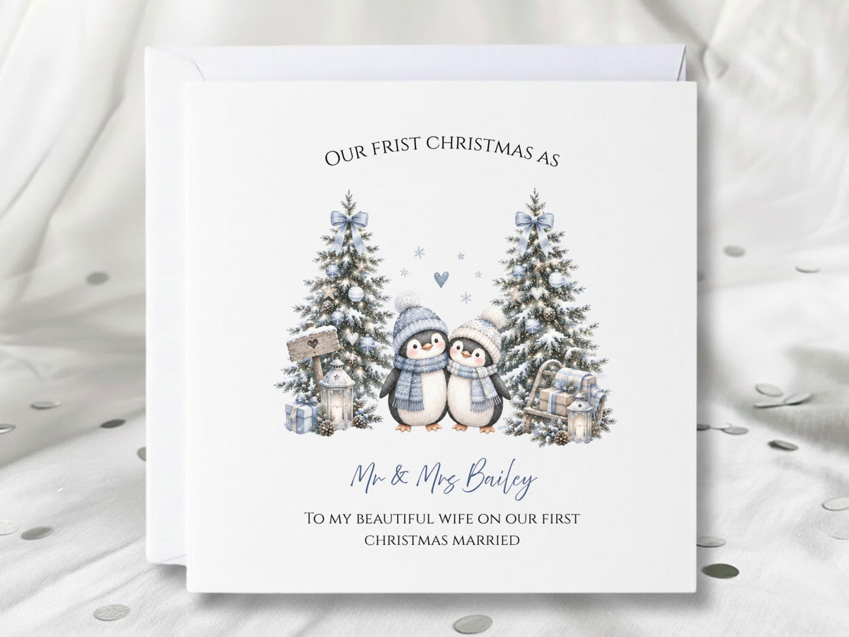 Personalised 'Our First Christmas Married' Greeting Card